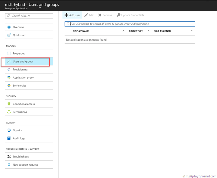Users for Azure Active Directory Application