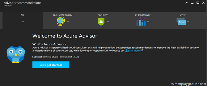 Welcome Azure Advisor