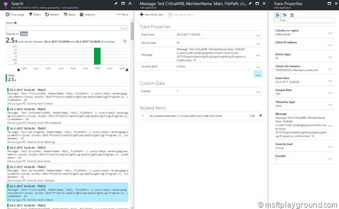 Application Insights Trace Output