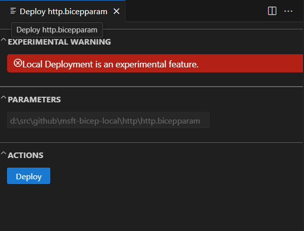 Bicep Deployment Pane